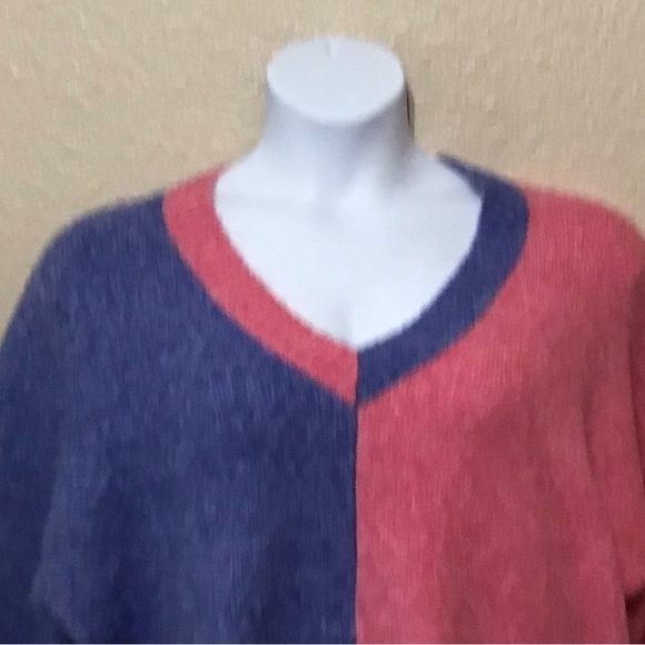 Circus NY Pink & Blue Marled Oversize V-Neck Sweater - Picture 2 of 5